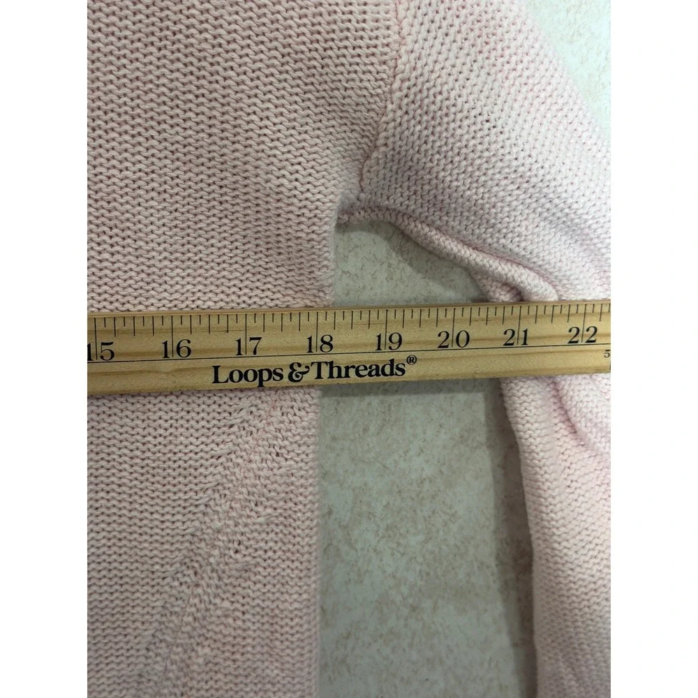 L.L.Bean Linen Cotton Blend Crew Neck Sweater Pink Size‎ Medium Coastal Preppy